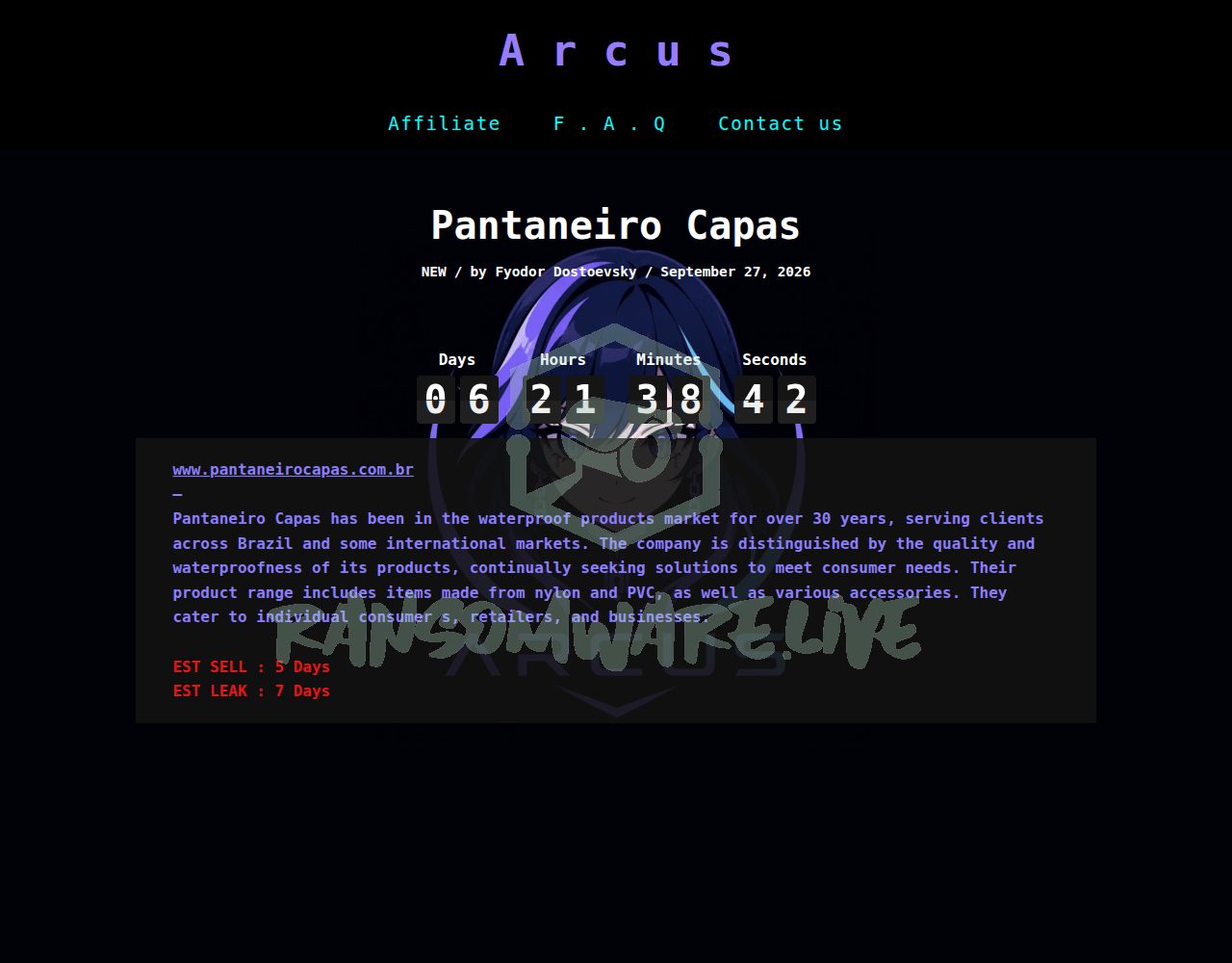🏴☠️ Arcusmedia has just published a new victim : Pantaneiro Capas