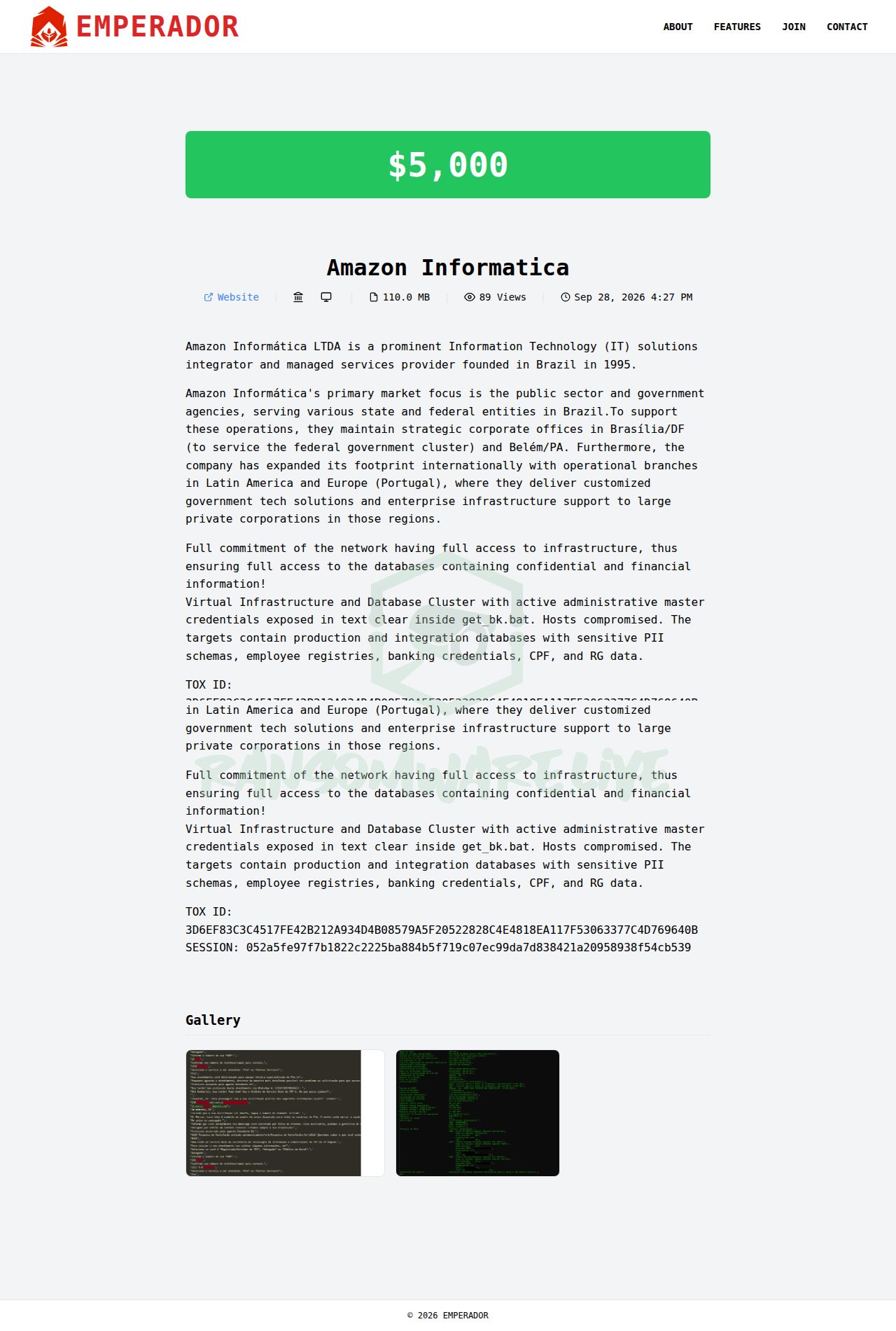 🏴☠️ Emperador has just published a new victim : Amazon Informatica